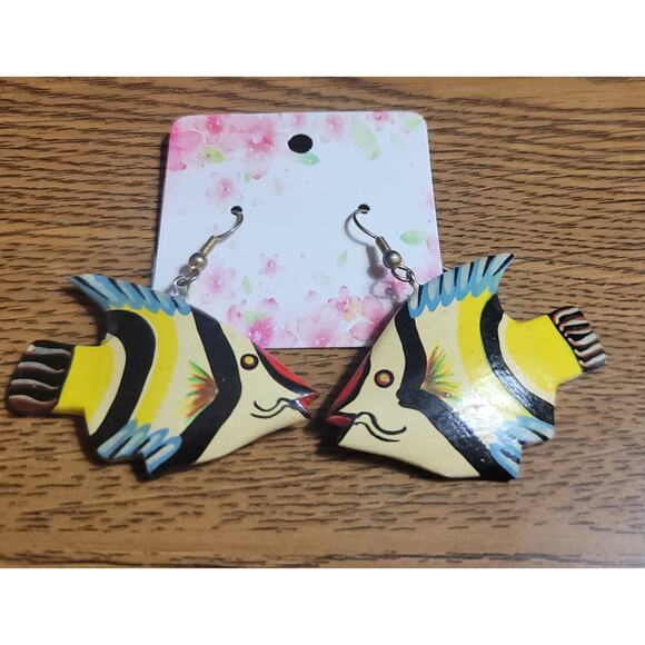 Pre-owned Wooden Fish Earrings - Picture 1 of 3
